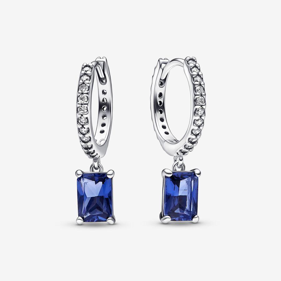 Сережки З синім кристалом та прозорими камінцями