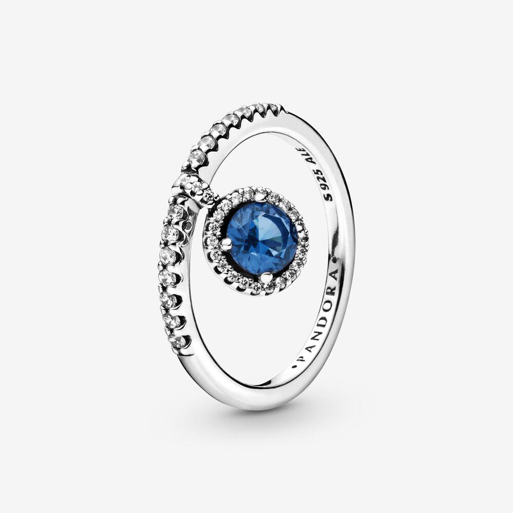 Кольцо с круглой голубой подвеской